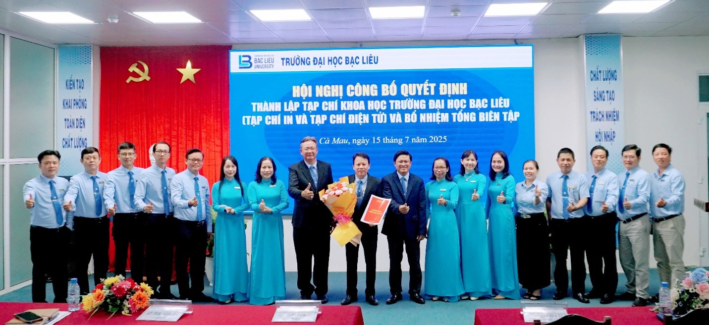 Trường Đại học Bạc Liêu tổ chức Hội nghị công bố quyết định thành lập Tạp chí Khoa học Trường Đại học Bạc Liêu (tạp chí in và tạp chí điện tử) và bổ nhiệm Tổng Biên tập